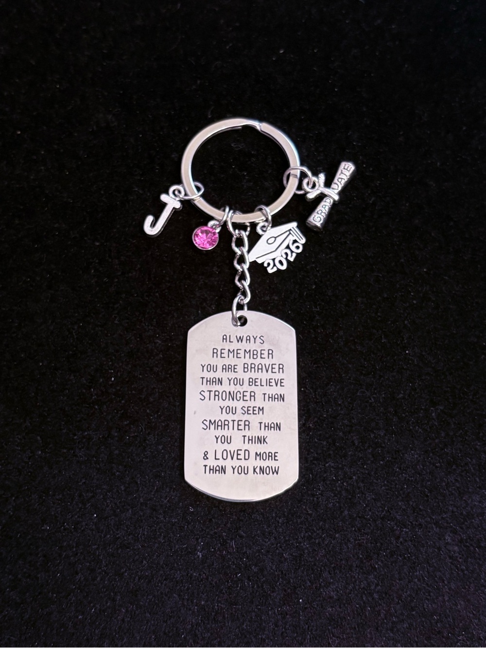 Personalized Inspirational Graduation themed military dog tag  keychain